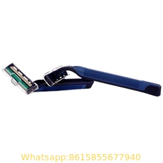 Twin Blade Disposable Shaving Razor Rubber Handle with Lubrication Strip