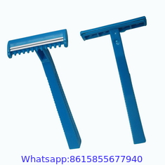 Twin blade disposable shaving razors with lubricant strip