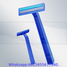 Twin blade disposable shaving razors with lubricant strip