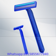 Twin blade disposable shaving razors with lubricant strip