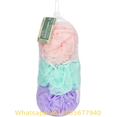 Loofah Bath Sponge Luffa Loufa Body Scrubber Mesh Pouf Shower Ball Exfoliating Shower Sponge Pack of 4 (60g/pcs)