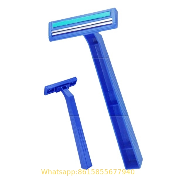 blue color Cheap Twin Blade Disposable Item with Stainless Steel Razor