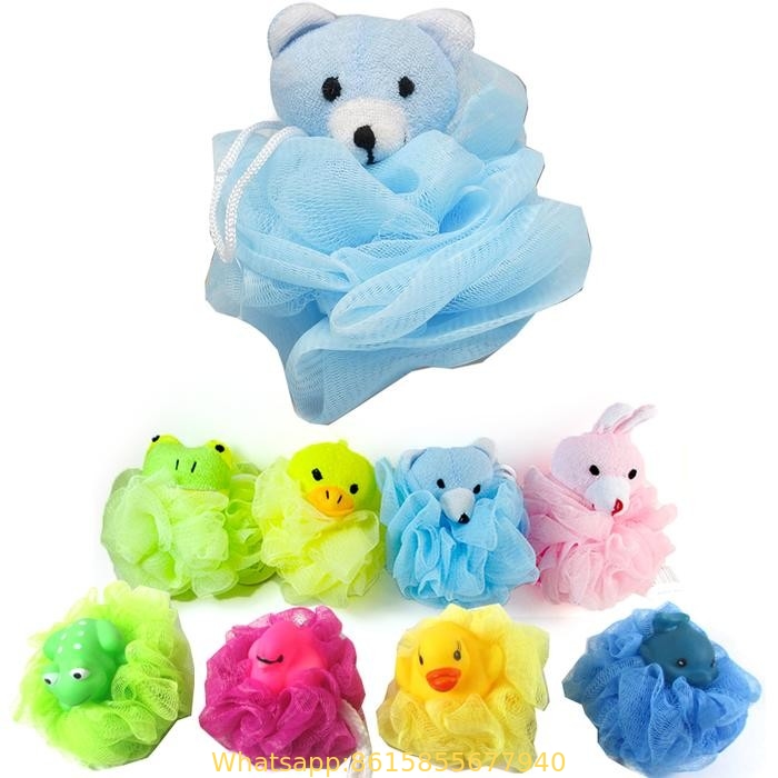 Bath Sponges, Small Size Colorful Shower Sponges Exfoliating Mesh Pouf Bath Ball Back Scrubber for Kids Pack of 8